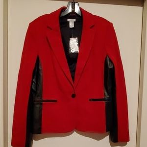 Cache Womens Red/ Black Leather Side Jacket sz. 12